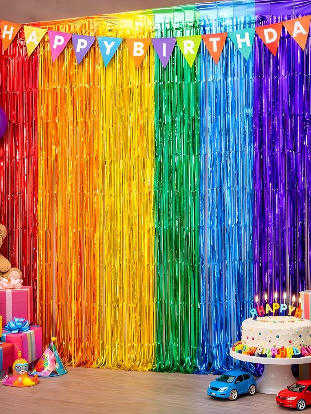 Back to School Decorations - Rainbow Streamers Backdrop Banner - Last Day of Sch